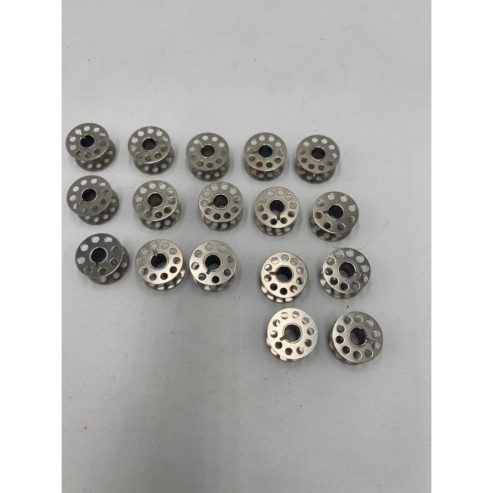 Unbranded Metal Sewing Machine Bobbins Lot of 17 Silver  Perforated
